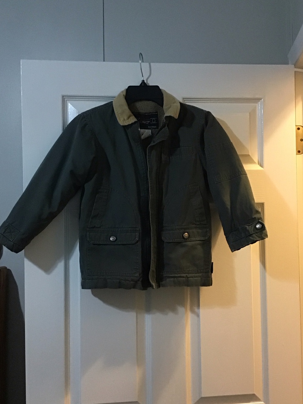 Rothschild Olive Green Kids Jacket with Tan Collar